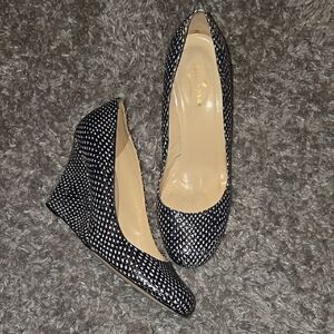 Kate Spade Black and White Polka Dot Wedges